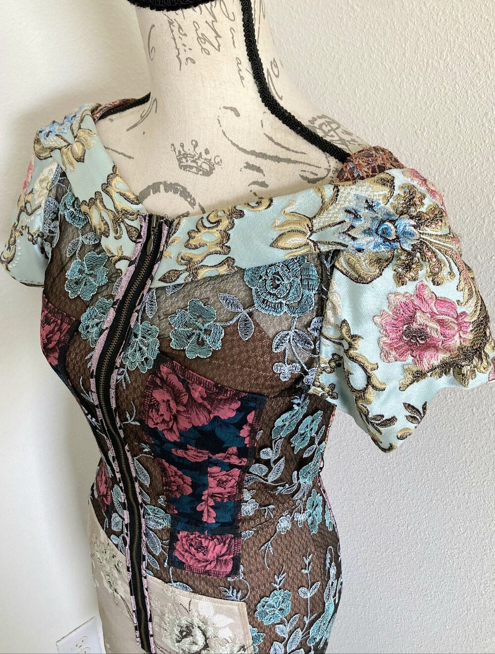 Anthropologie Beguile by Byron Lars Pieced Brocade Sheath Dress 2 Lace Floral - Picture 9 of 17